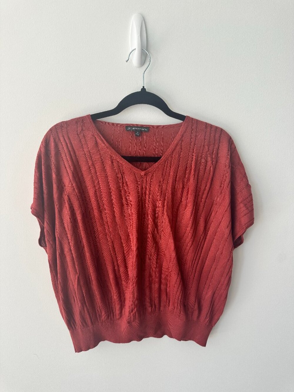 Adrianna Papell Terracotta Ribbed Top, Size M